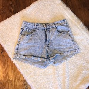 Celebrity Pink High Waisted Acid Wash Shorts